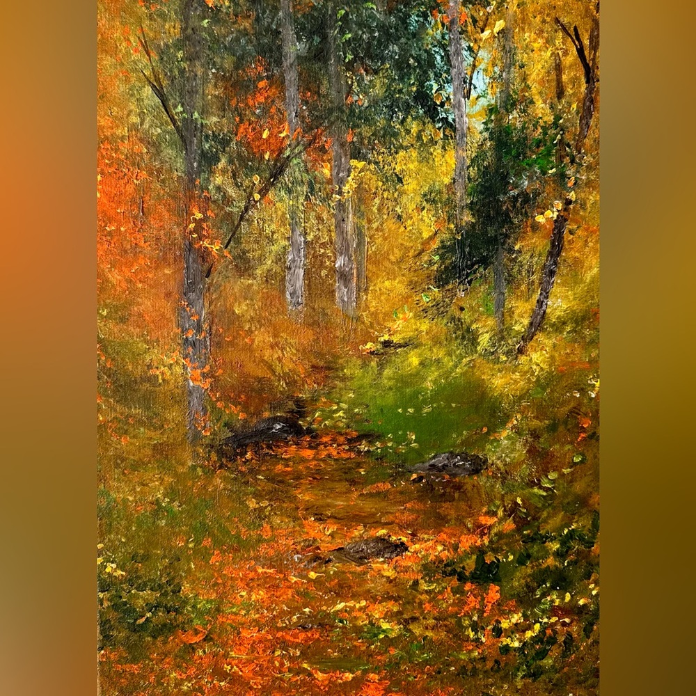 ORIGINAL ACRYLIC FALL PAINTING SIZE 16 x 12 inch